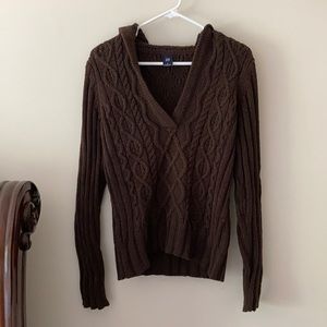 Gap medium brown cable sweater